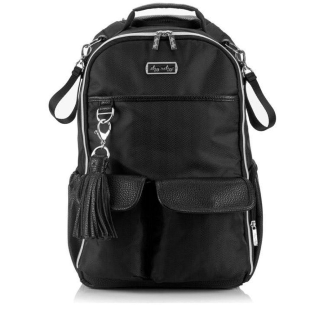 ItzyRitzy Black Herringbone Diaper Bag Backpack